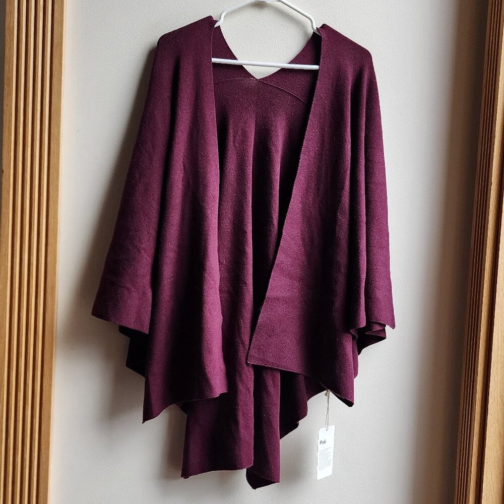 NWT Puli Purple Open Cape Style Sweater One Size - Picture 7 of 15